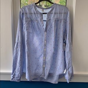 Brand New blue and white striped with pink
